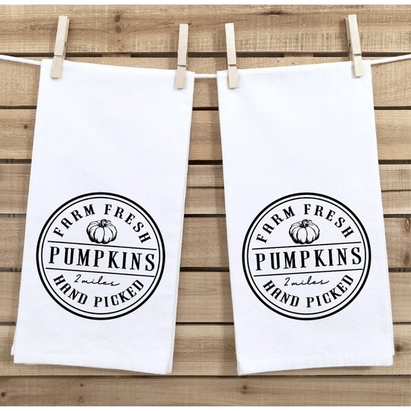 Tea Towels, Set of 2, Farm Fresh, Fall, Autumn - Picture 1 of 3